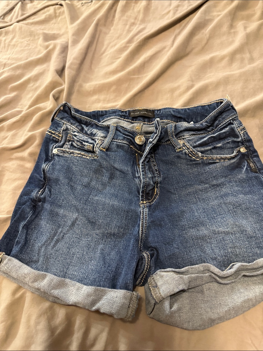 Women's Rolled Cuff Denim Shorts - Blue